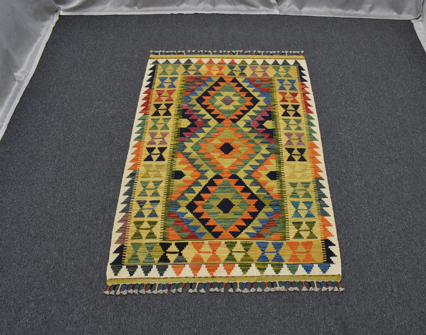 Yeni El Dokuma Sarı Cerit Yörükleri Meşhed İran Yün Kilim 5354