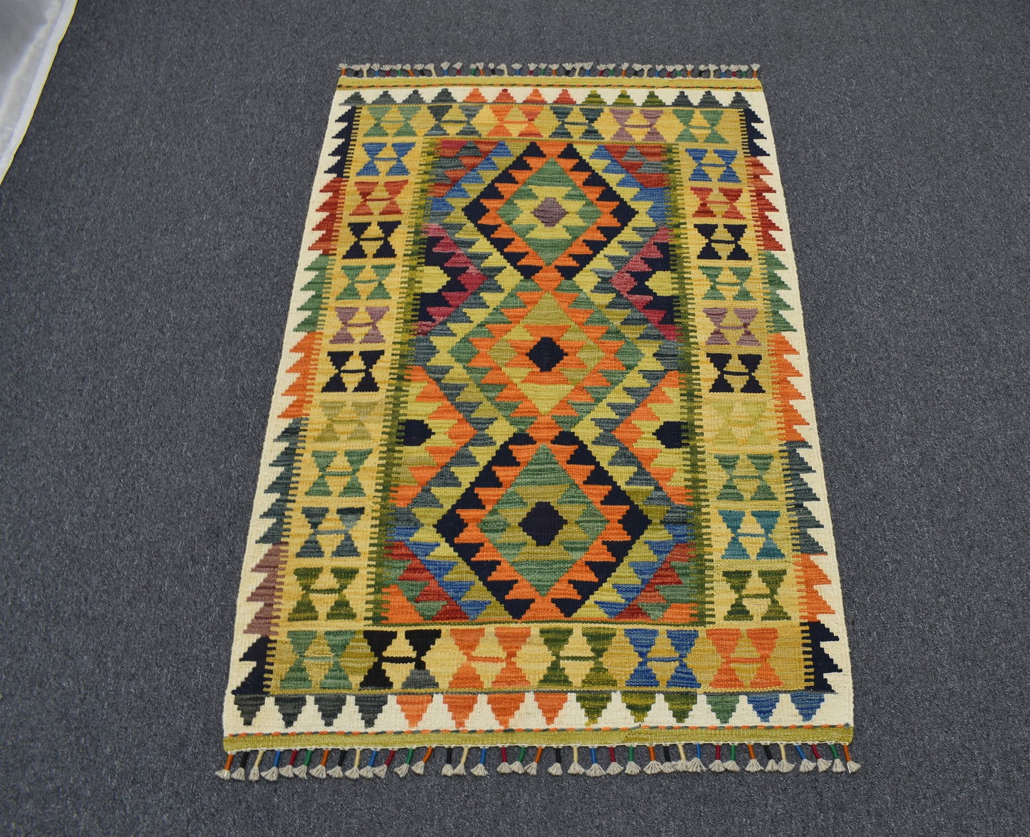 Yeni El Dokuma Sarı Cerit Yörükleri Meşhed İran Yün Kilim 5354