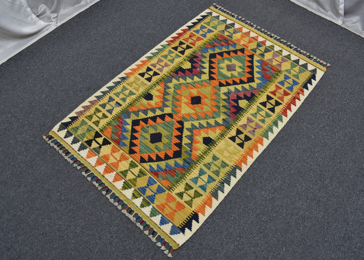 Yeni El Dokuma Sarı Cerit Yörükleri Meşhed İran Yün Kilim 5354