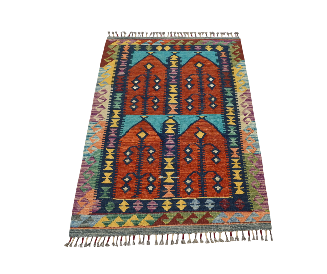 Yeni El Dokuma Çatal Kapılı Kemaliye Horasan Türkmenleri Yün Kilim 5357