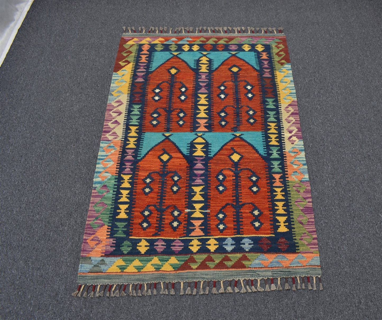 Yeni El Dokuma Çatal Kapılı Kemaliye Horasan Türkmenleri Yün Kilim 5357
