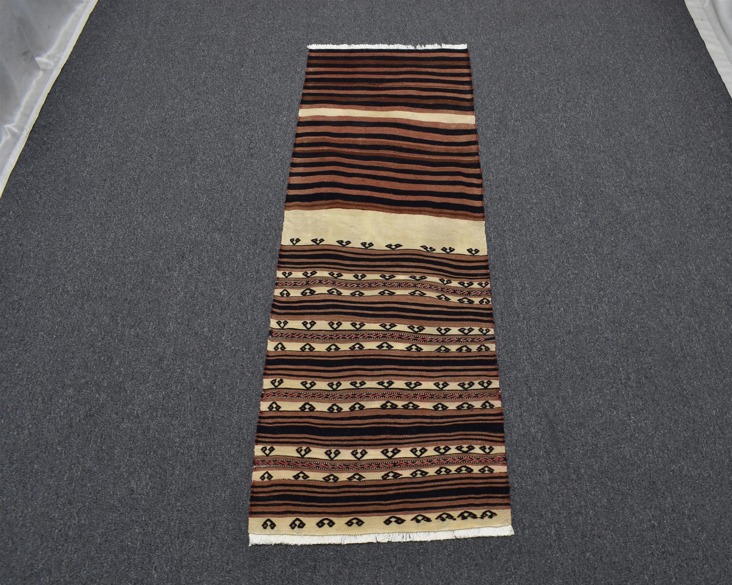 Antika El Dokuma Benzersiz İnce Yağcıbedir Balıkesir Yörük Yün Kilim 5369