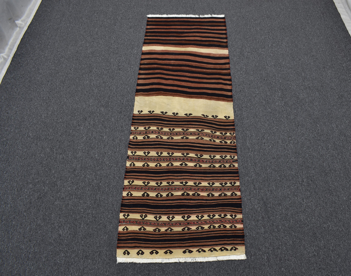 Antika El Dokuma Benzersiz İnce Yağcıbedir Balıkesir Yörük Yün Kilim 5369