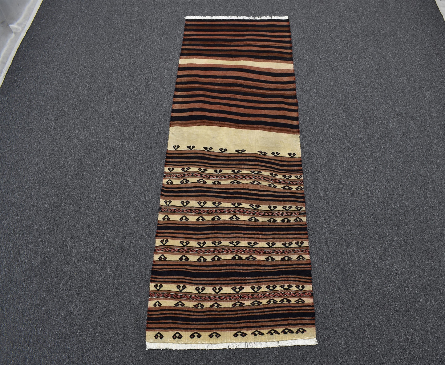 Antika El Dokuma Benzersiz İnce Yağcıbedir Balıkesir Yörük Yün Kilim 5369