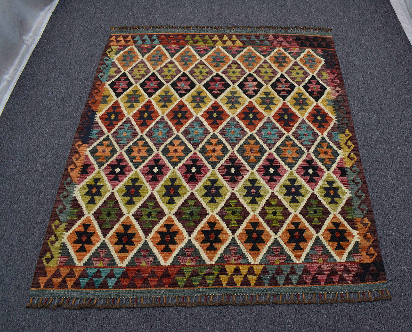 Yeni El Dokuma Rengarenk Cerit Yörükleri Meşhed İran Yün Kilim 5381