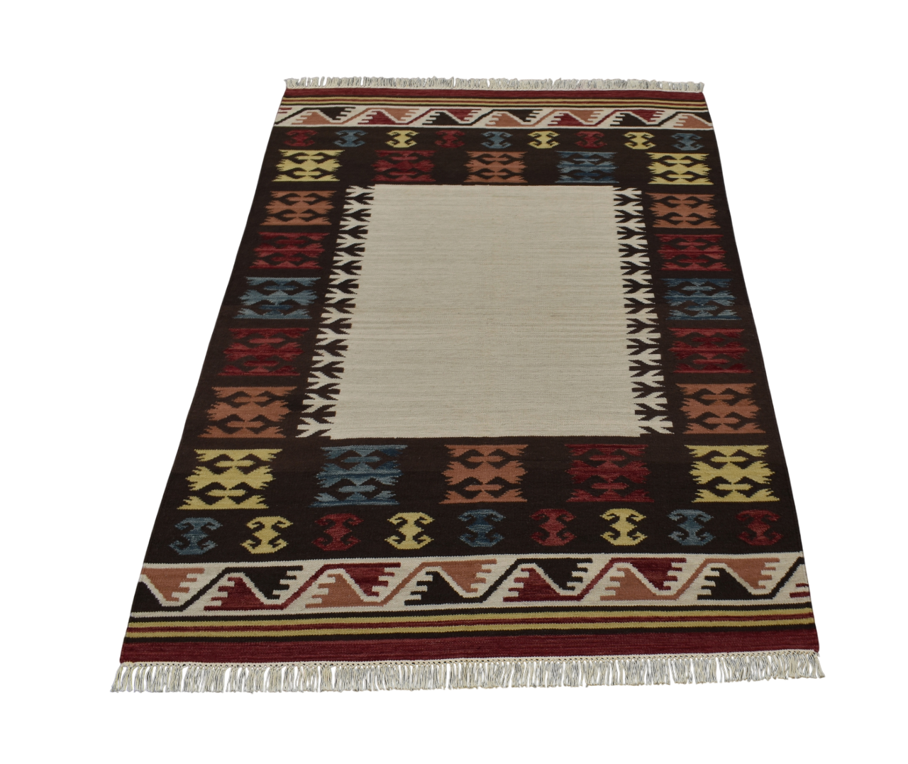 Yeni El Dokuma Modern Okyanus Dalgalı İzmir Yün Kilim 5389