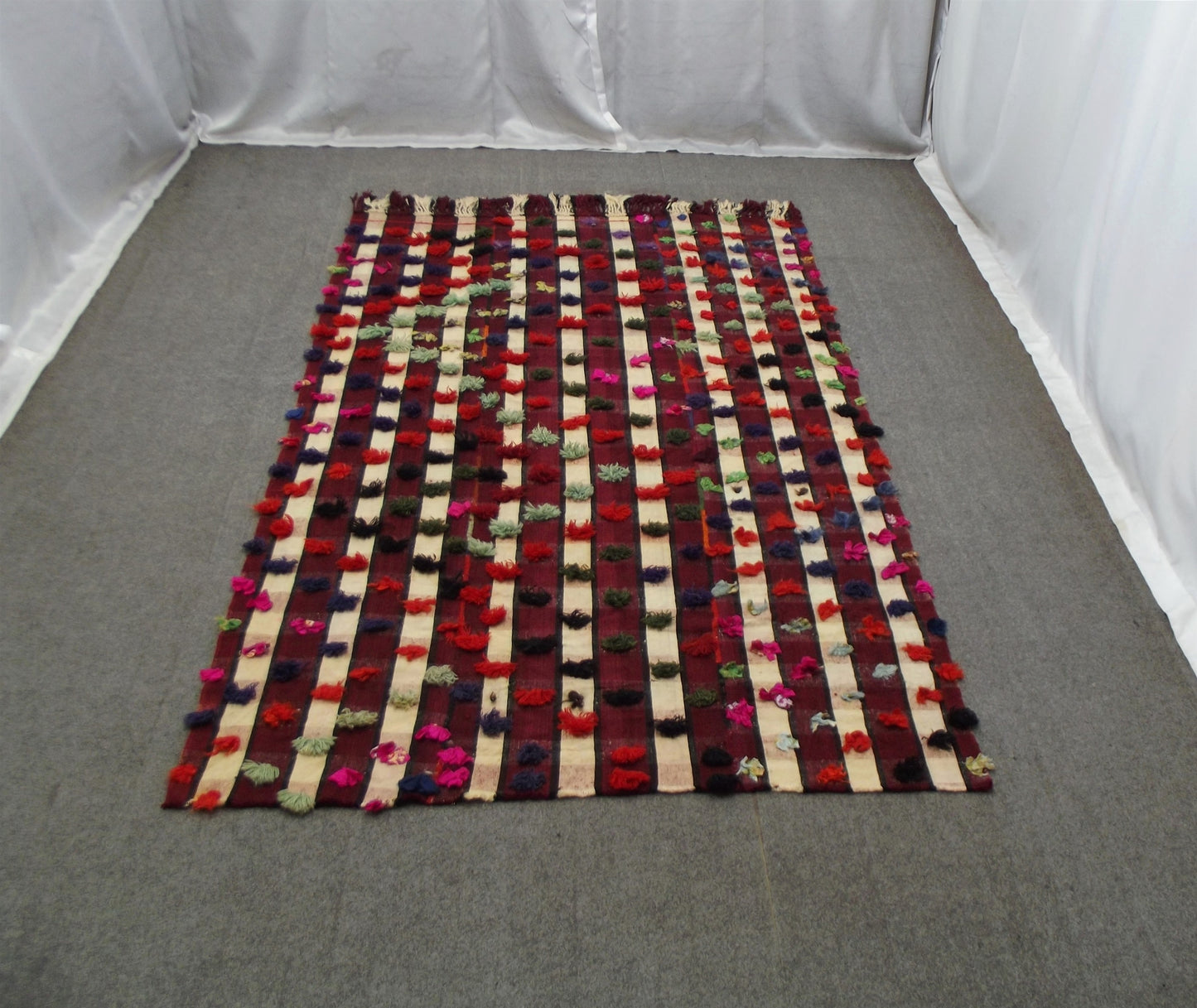 El Dokuma Naif Ekoseli Toroslar Çukurova Yün Kilim 5403