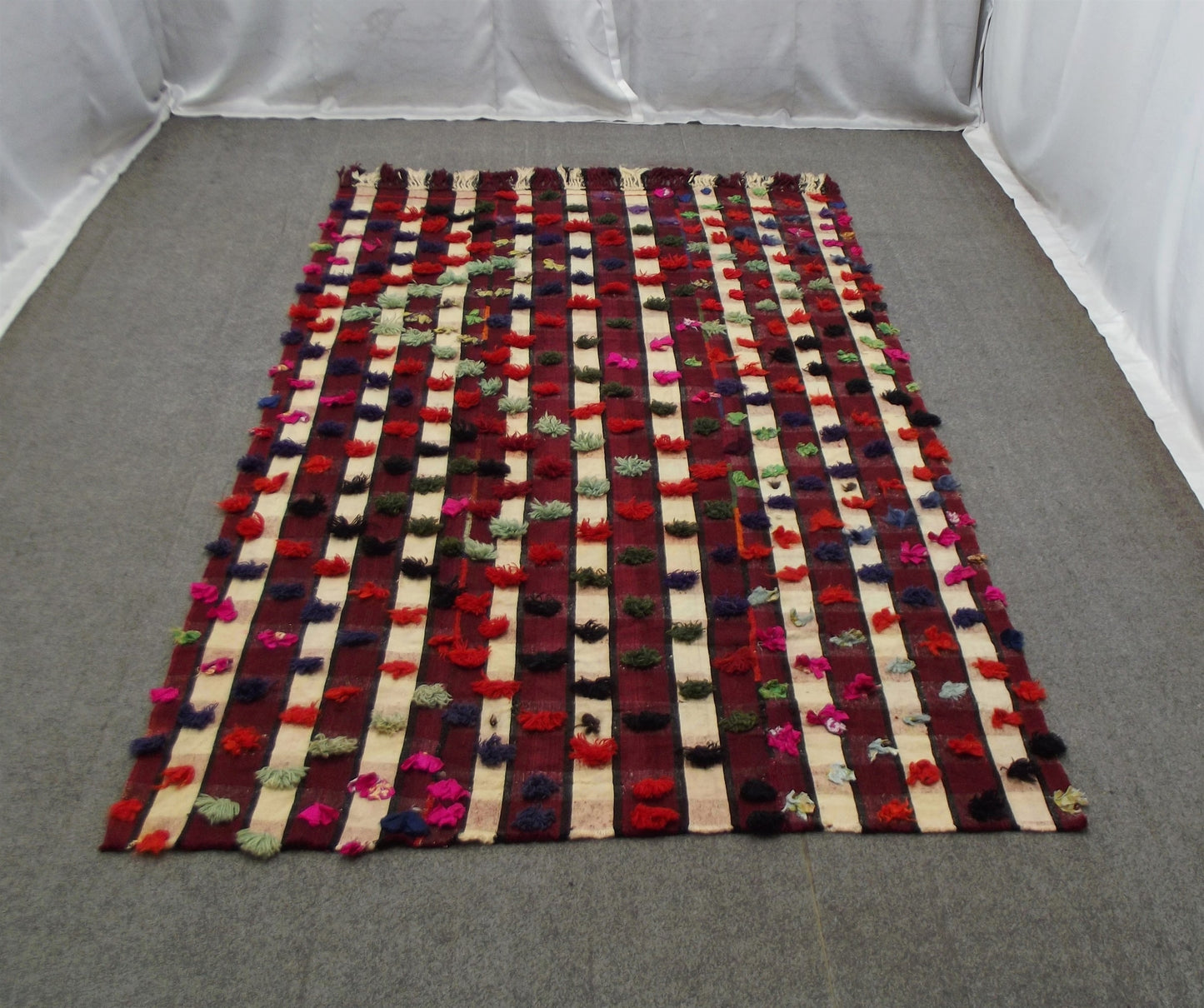 El Dokuma Naif Ekoseli Toroslar Çukurova Yün Kilim 5403