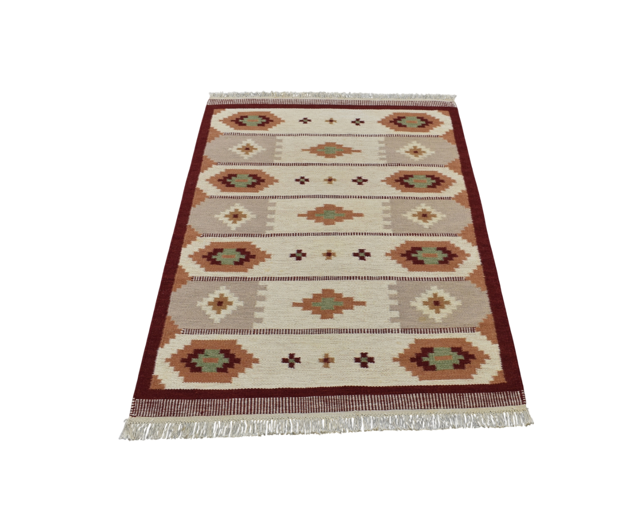 Yeni El Dokuma Özel Tasarım Modern Geometrik Yün Kilim 5416