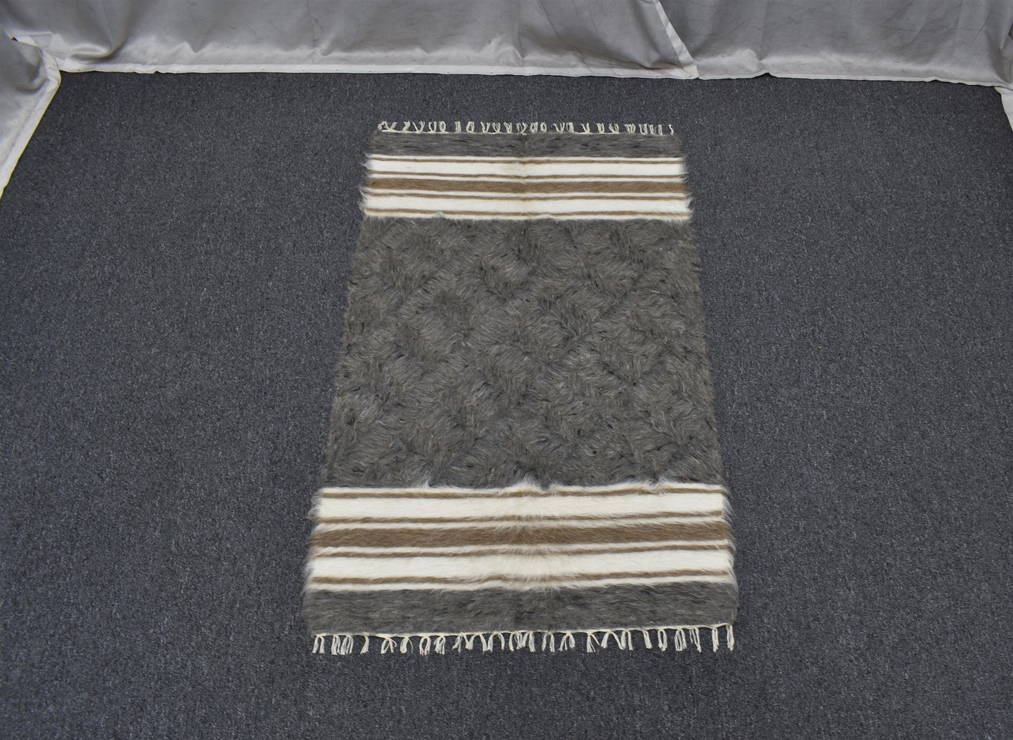 Yeni El Dokuma Otantik Seçkin Tiftik Yün Siirt Battaniyesi Kilim 5433