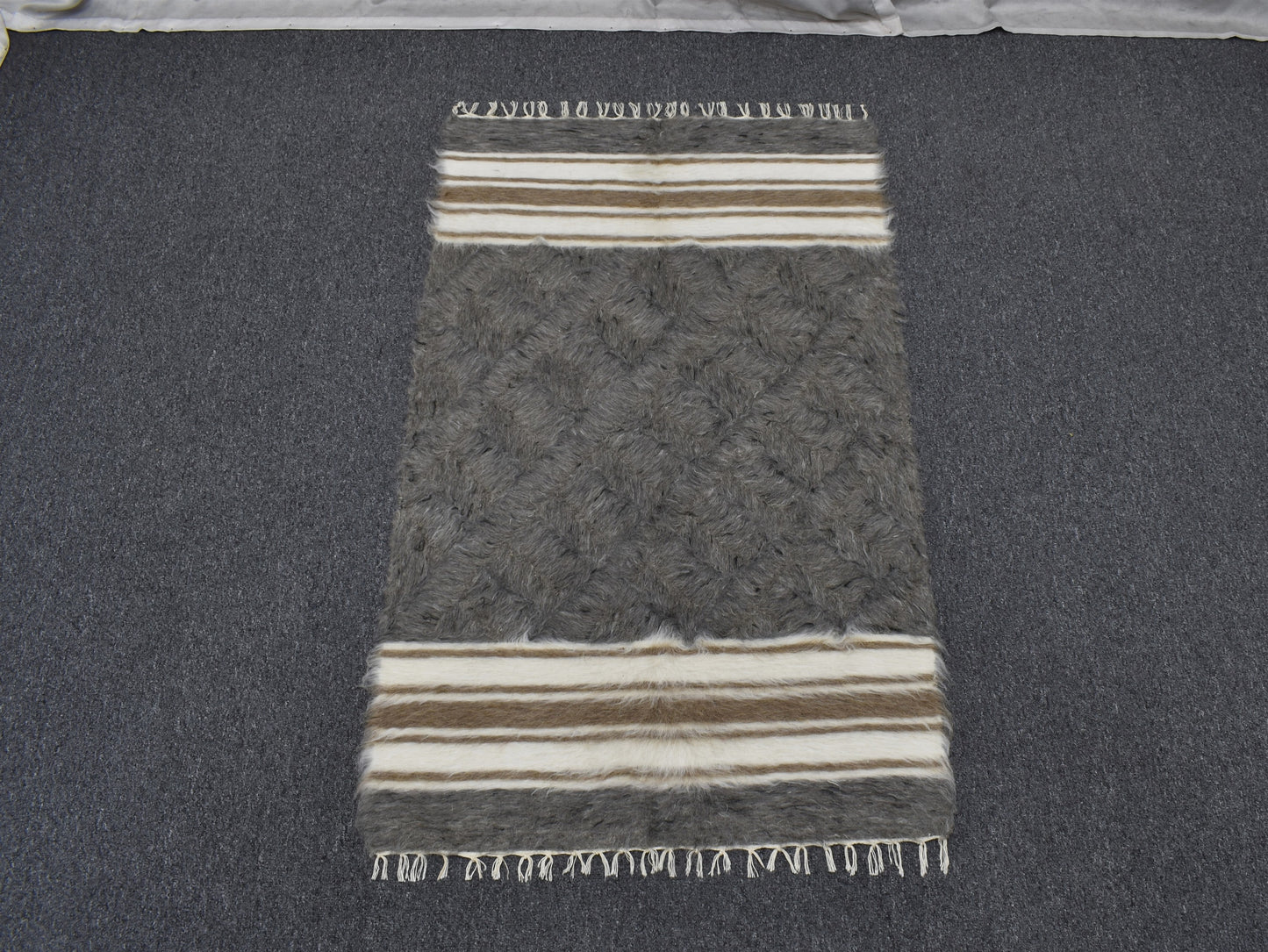 Yeni El Dokuma Otantik Seçkin Tiftik Yün Siirt Battaniyesi Kilim 5433