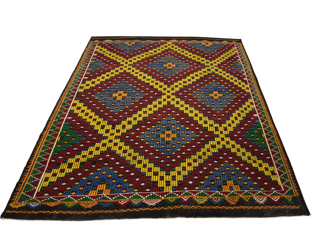 El Dokuması Yekpare Tek Parça Bergama Yörük Yün Cecim Kilim 5434