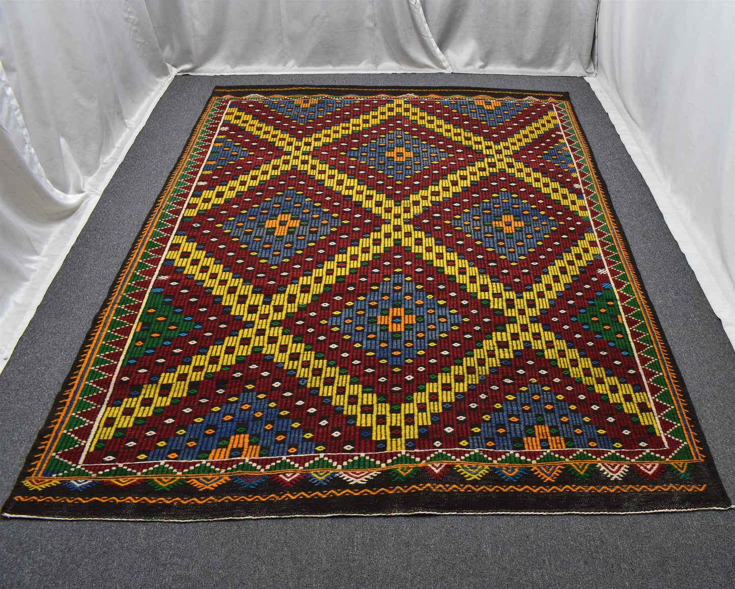 El Dokuması Yekpare Tek Parça Bergama Yörük Yün Cecim Kilim 5434