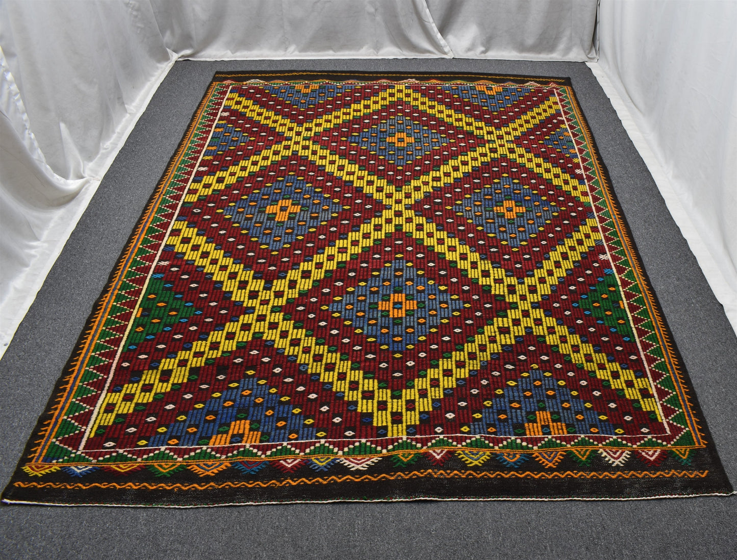 El Dokuması Yekpare Tek Parça Bergama Yörük Yün Cecim Kilim 5434