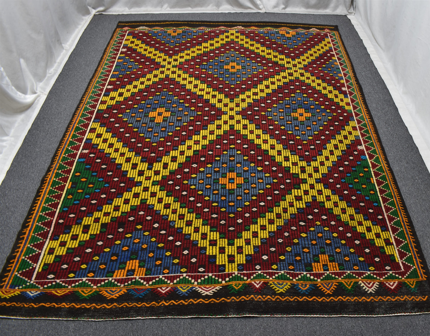 El Dokuması Yekpare Tek Parça Bergama Yörük Yün Cecim Kilim 5434