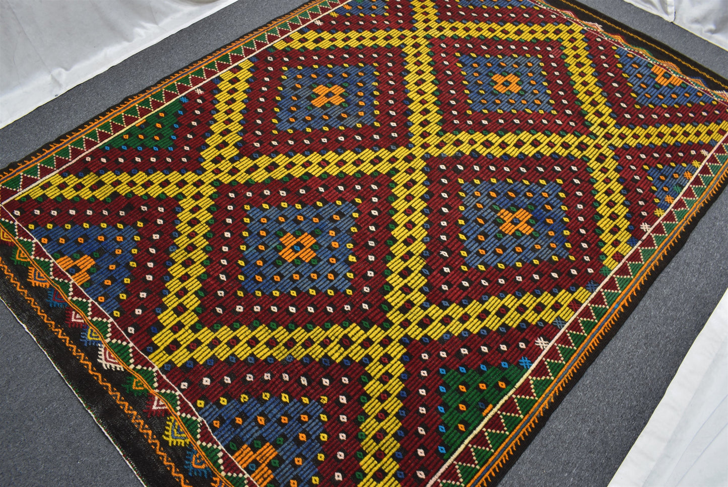El Dokuması Yekpare Tek Parça Bergama Yörük Yün Cecim Kilim 5434