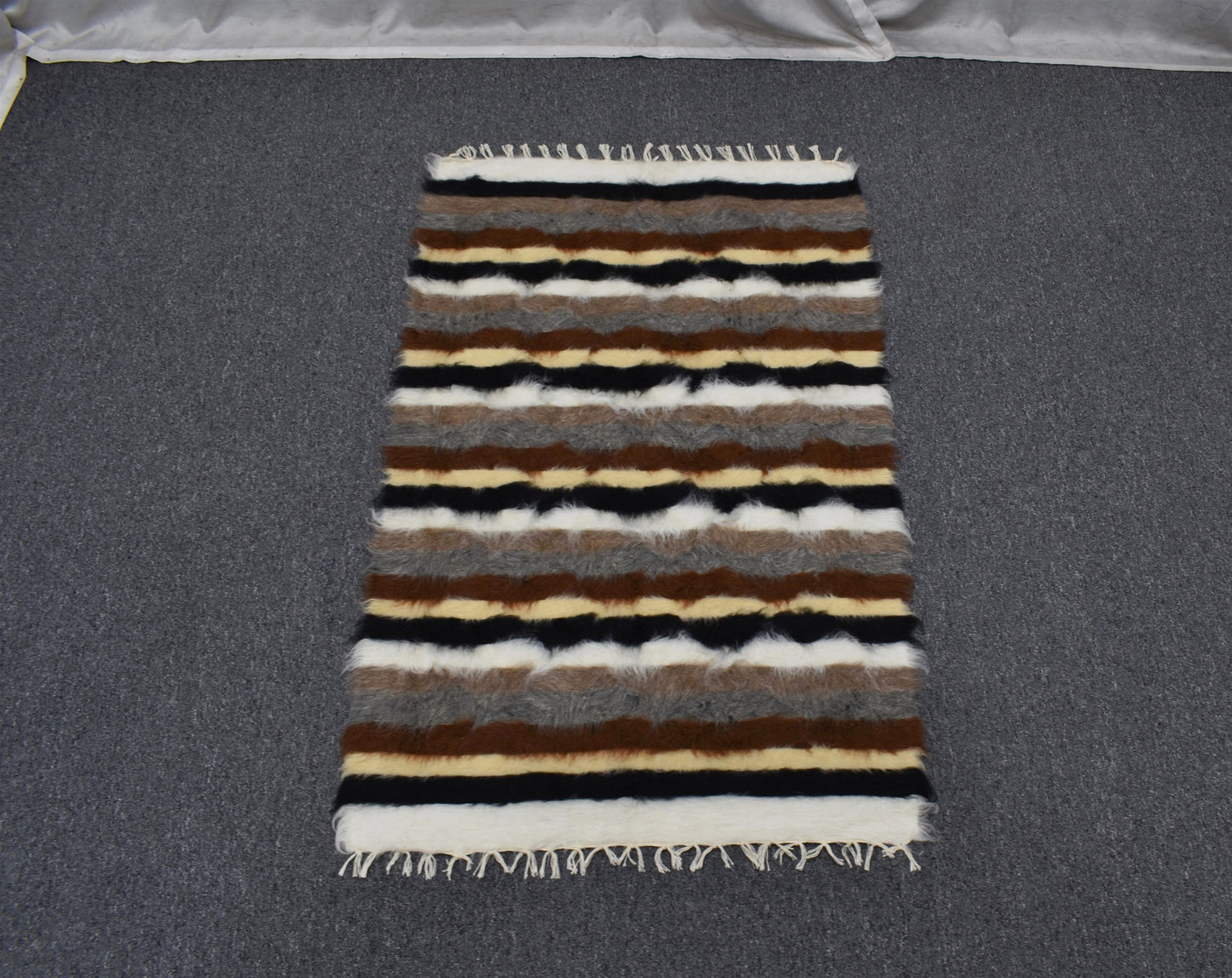 Yeni El Dokuma Eşsiz Naturel Tiftik Yün Siirt Battaniyesi Kilim 5448