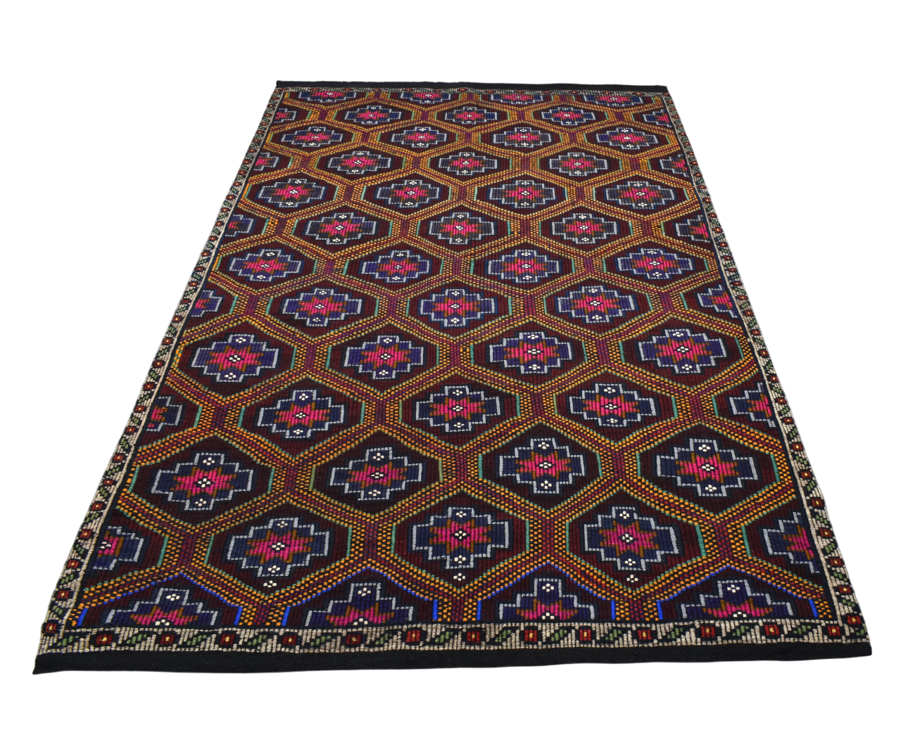 El Dokuması Karapınar Yekpare Yörük Yün Cecim Kilim 5450