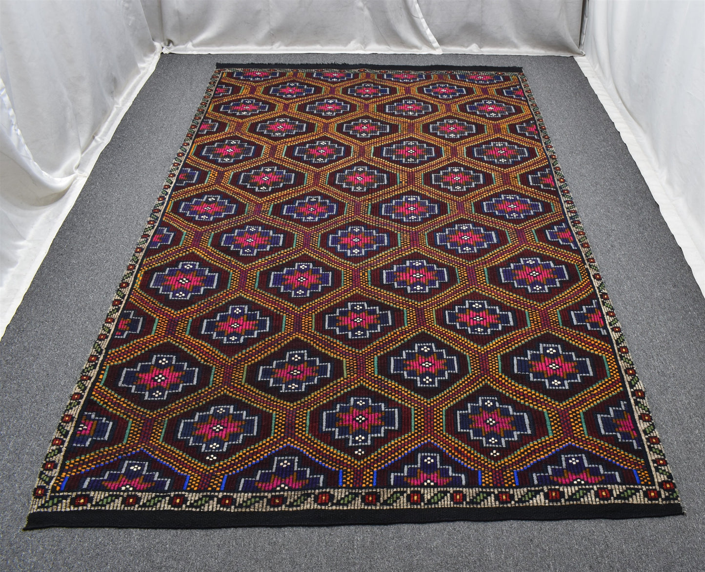 El Dokuması Karapınar Yekpare Yörük Yün Cecim Kilim 5450