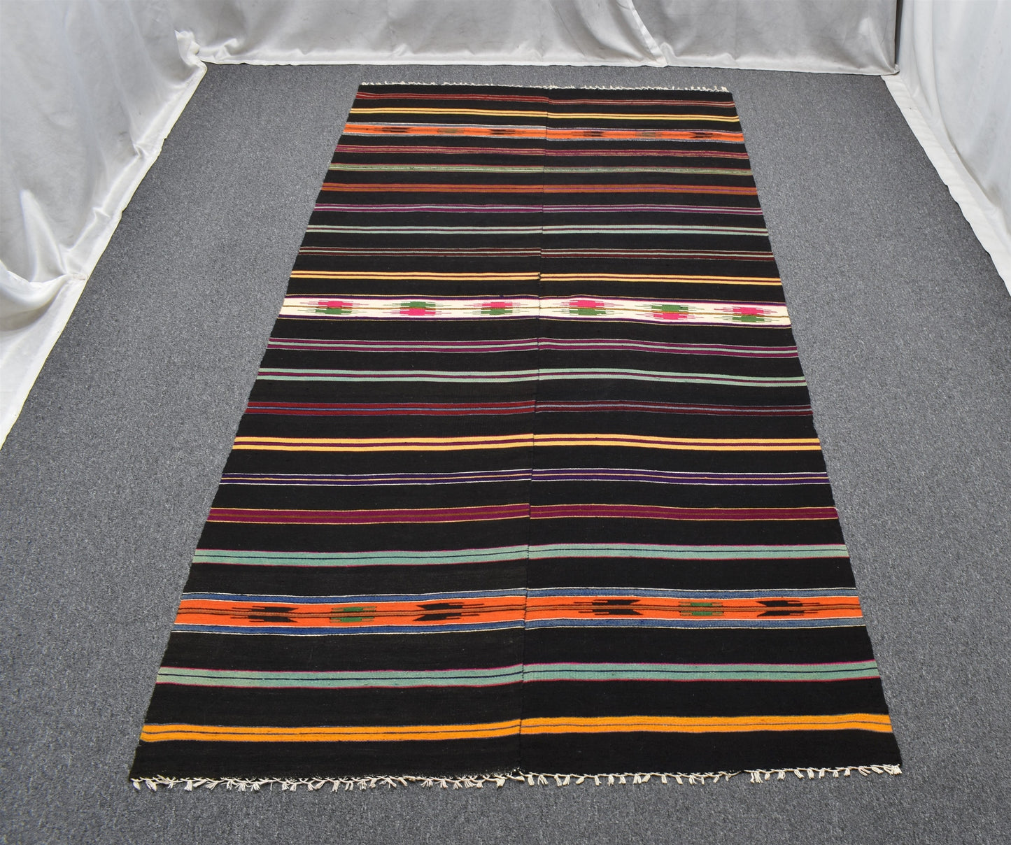 El Dokuma Balıkesir Benzersiz Otantik Şal Perde Yün Kilim 5455