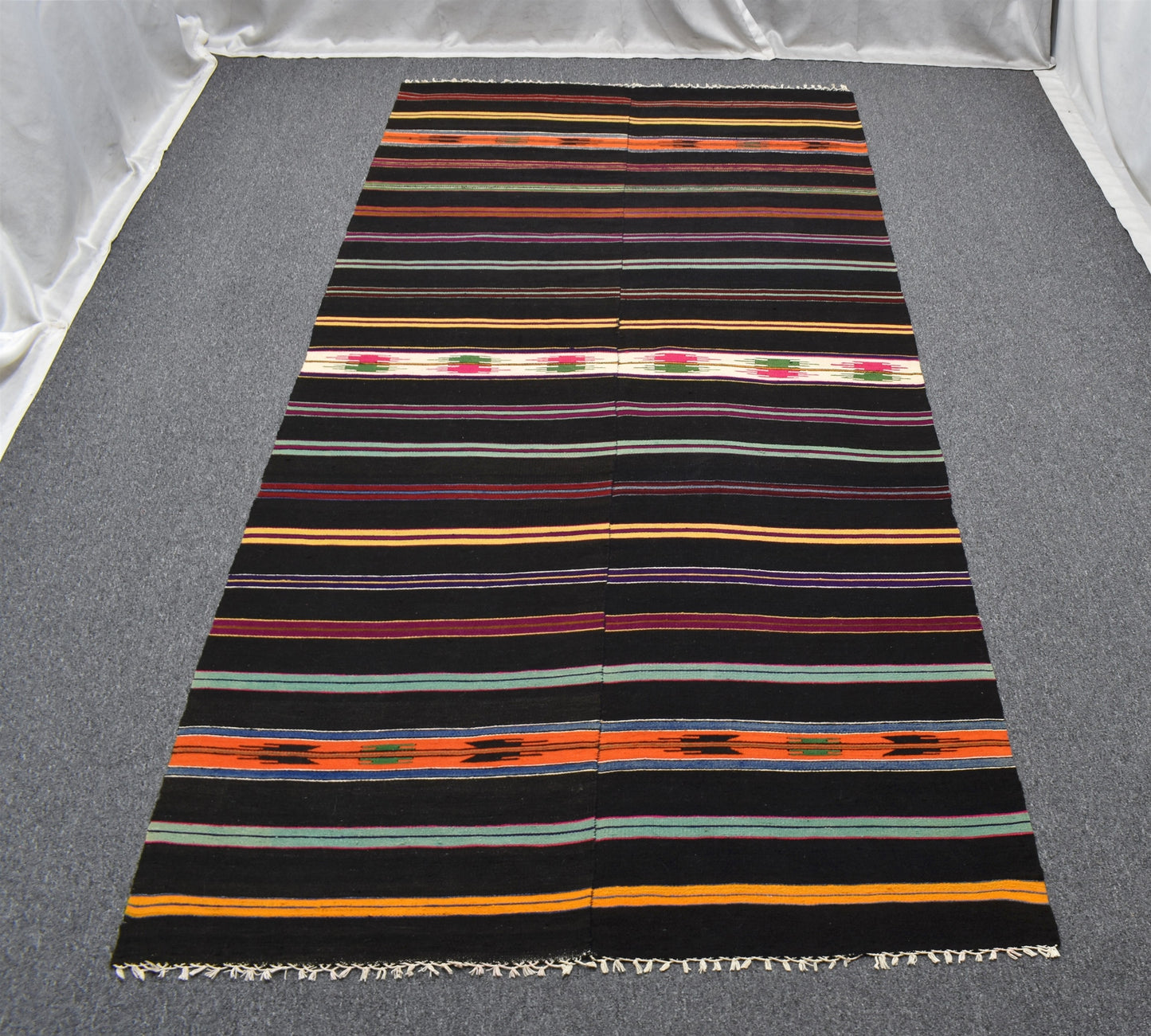 El Dokuma Balıkesir Benzersiz Otantik Şal Perde Yün Kilim 5455