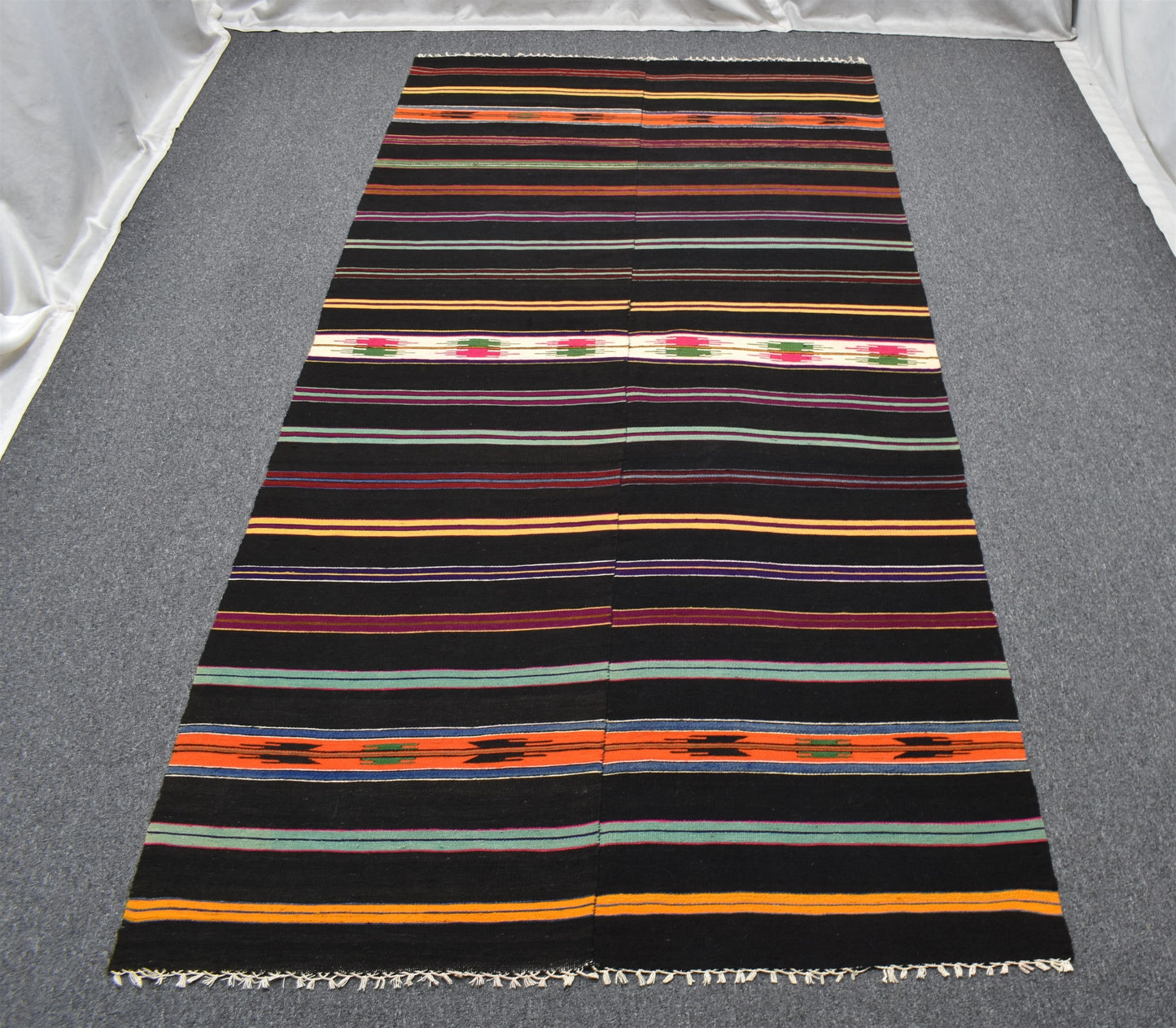 El Dokuma Balıkesir Benzersiz Otantik Şal Perde Yün Kilim 5455