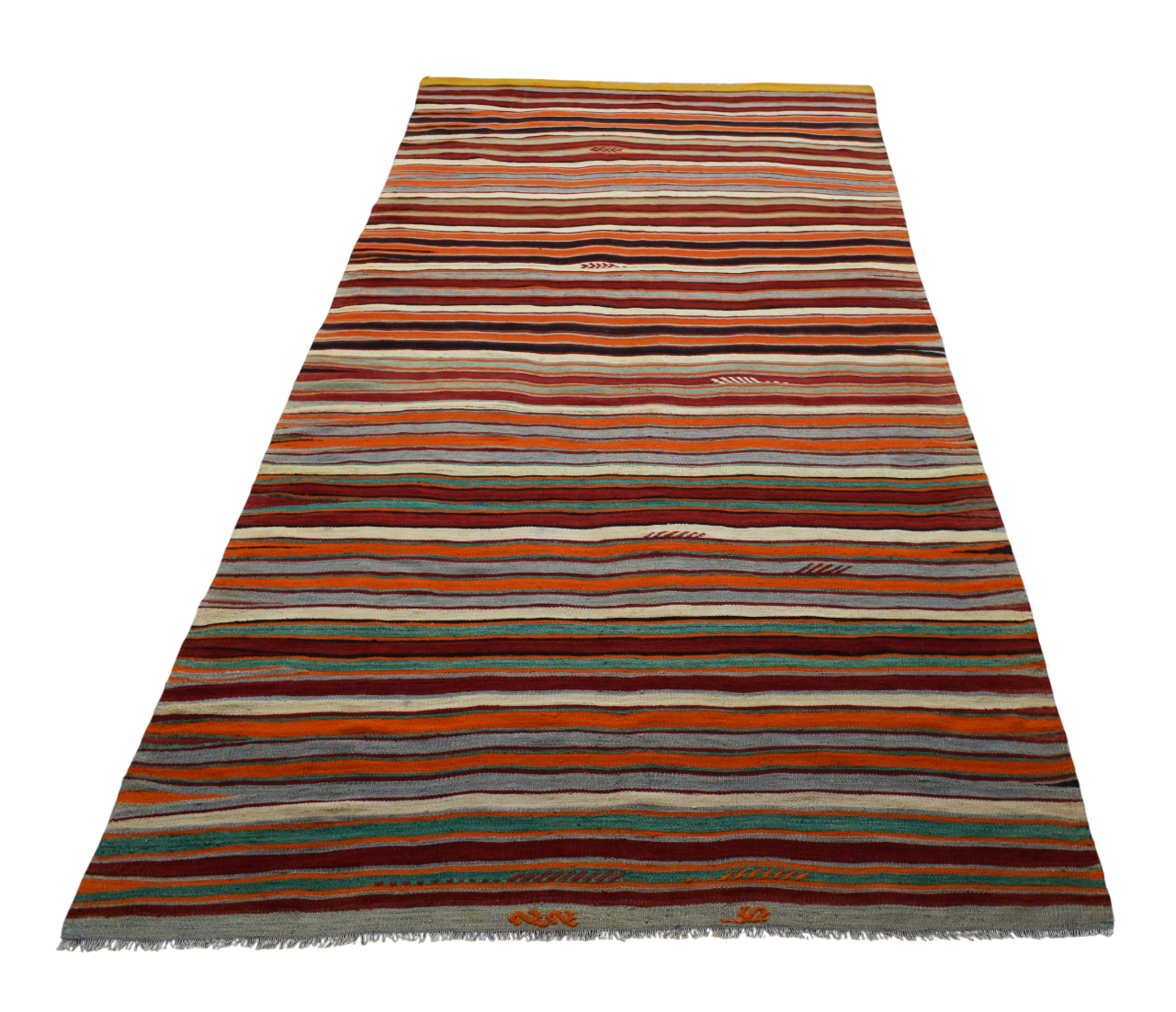 El Dokuma Yekpare Benzersiz Balıkesir Çubuklu Yörük Yün Kilim 5458