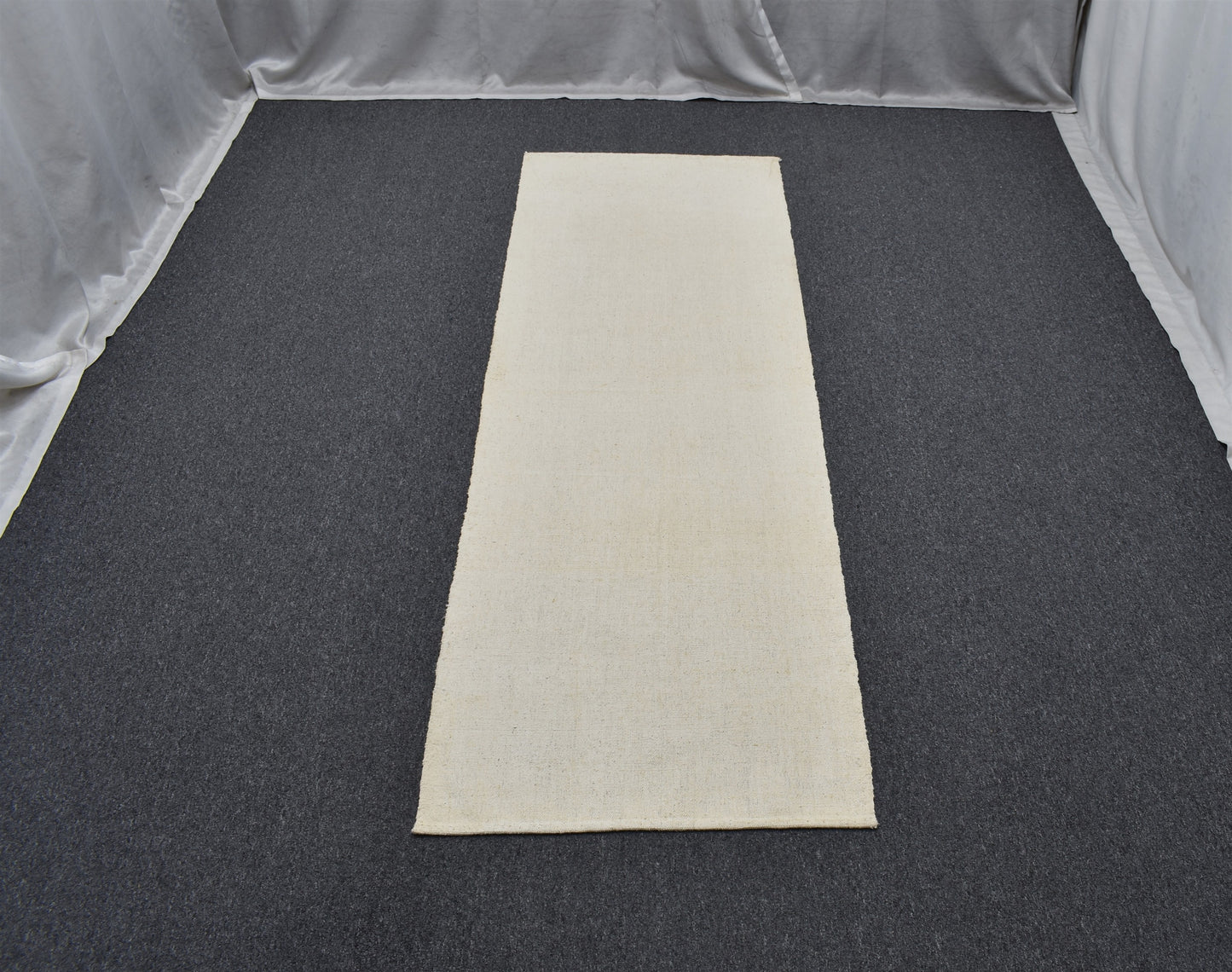 Yeni El Dokuma Eşsiz Ak Pamuklu Beyaz Yörük Mini Yolluk Kilim 5464