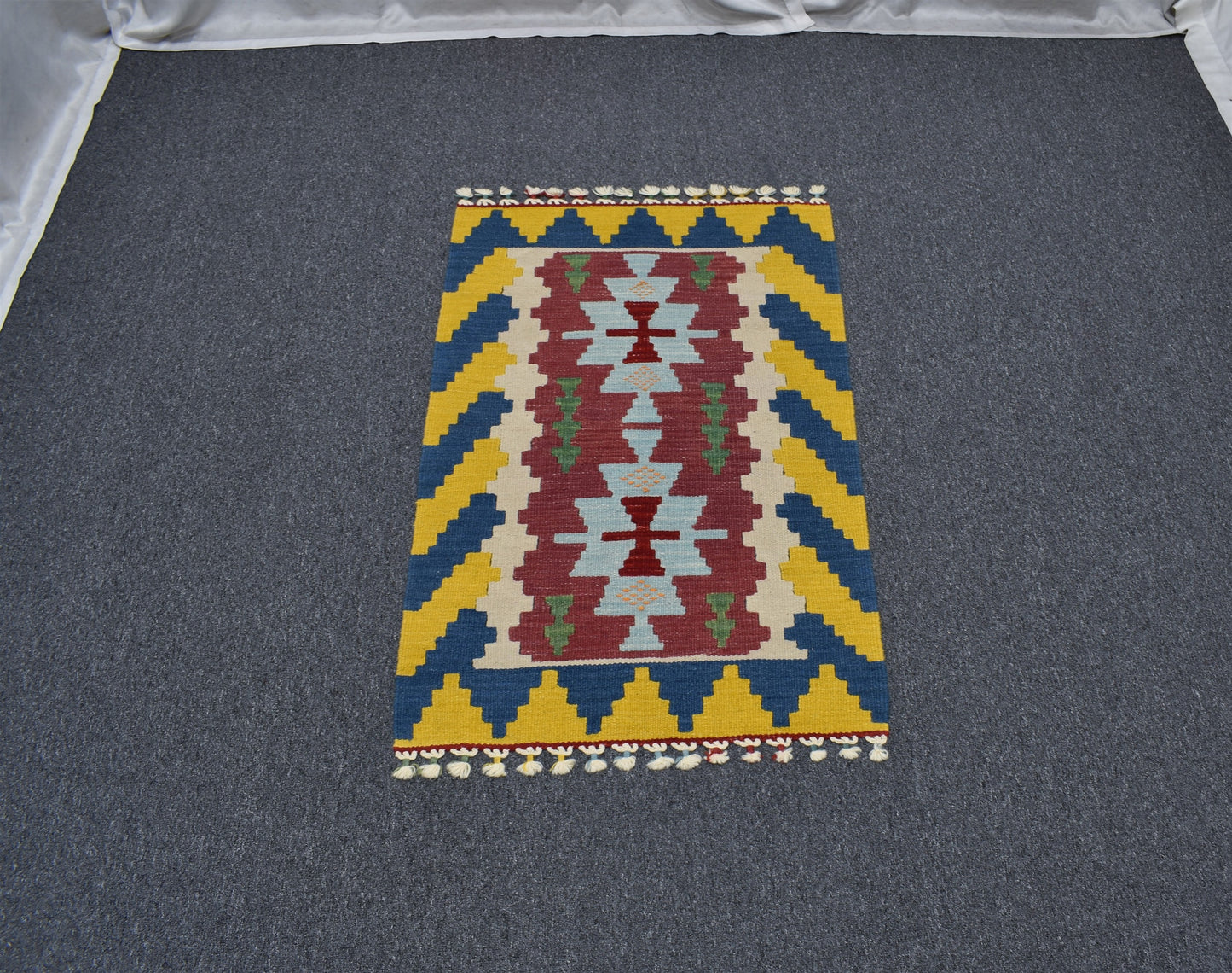 Yeni El Dokuma Benzersiz Pınarbaşı Kayseri Yün Kilim 5491