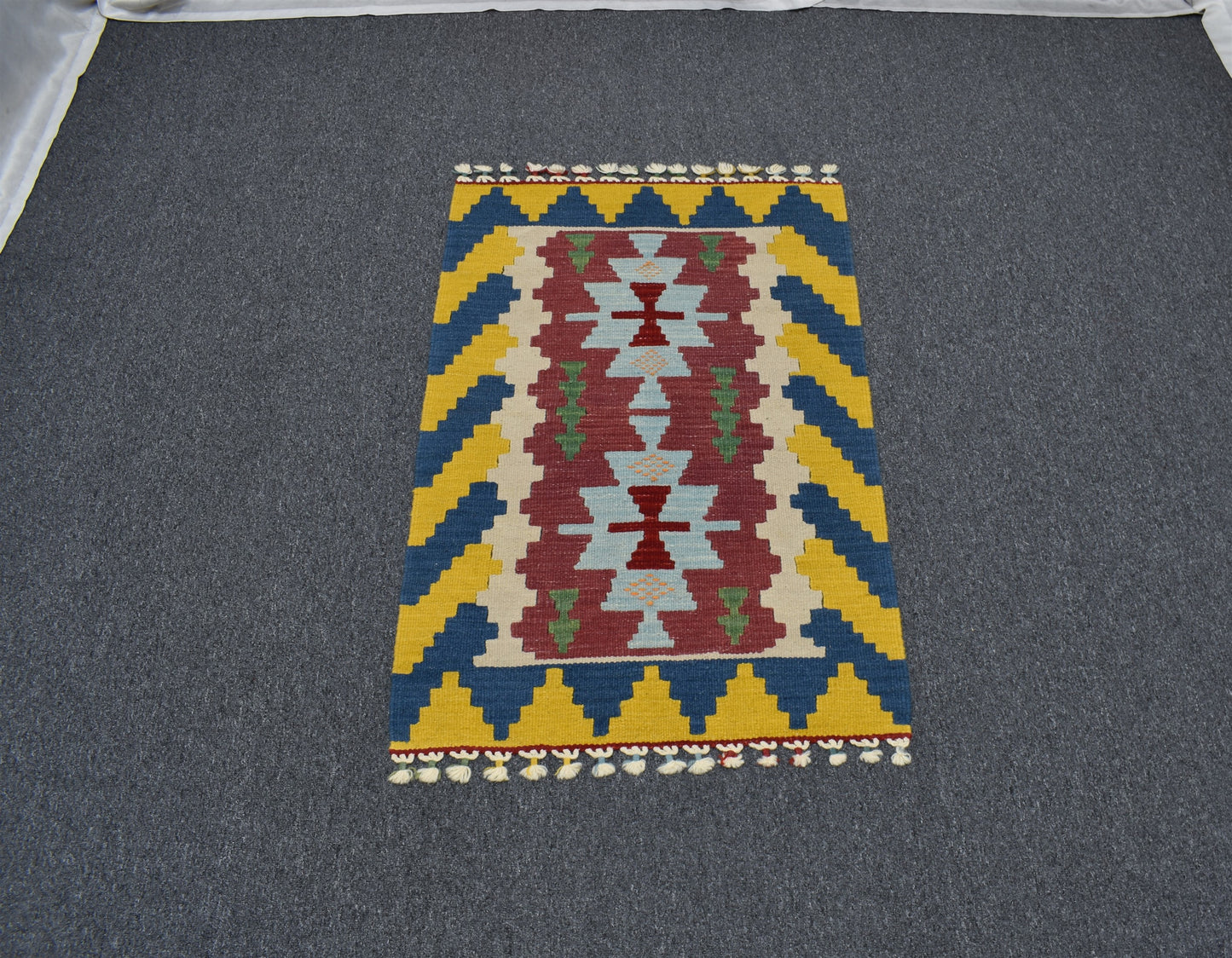 Yeni El Dokuma Benzersiz Pınarbaşı Kayseri Yün Kilim 5491