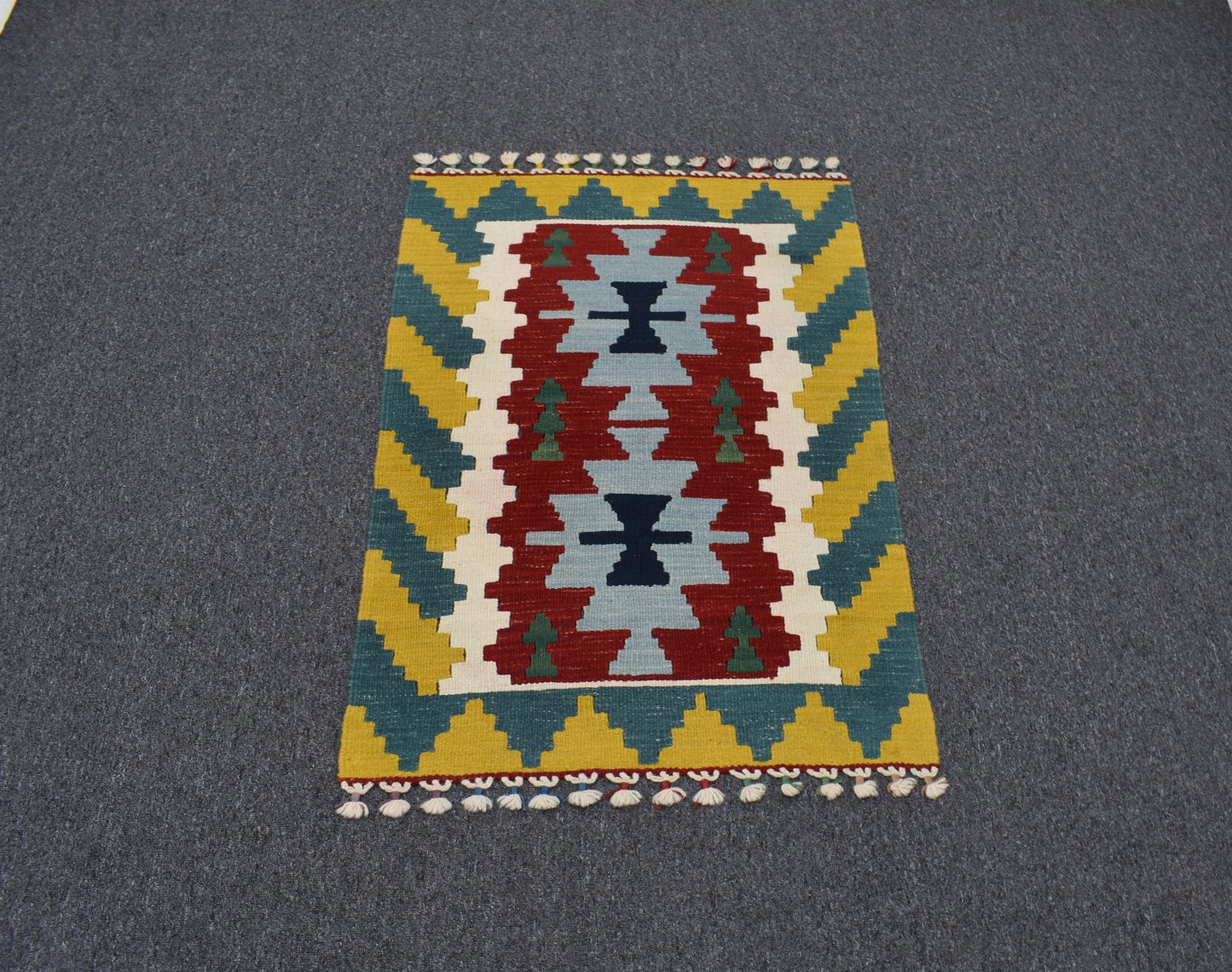Yeni El Dokuma Benzersiz Pınarbaşı Kayseri Yün Kilim 5497