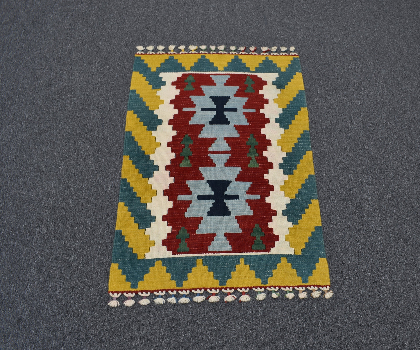 Yeni El Dokuma Benzersiz Pınarbaşı Kayseri Yün Kilim 5497