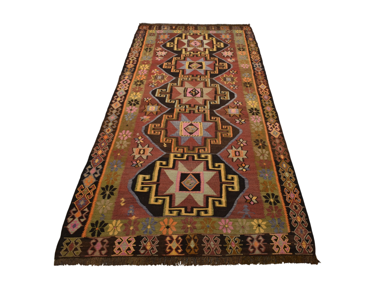 El Dokuma Devasa Boyut Yıldızlı Kars Kağızman Yün Kilim 5516