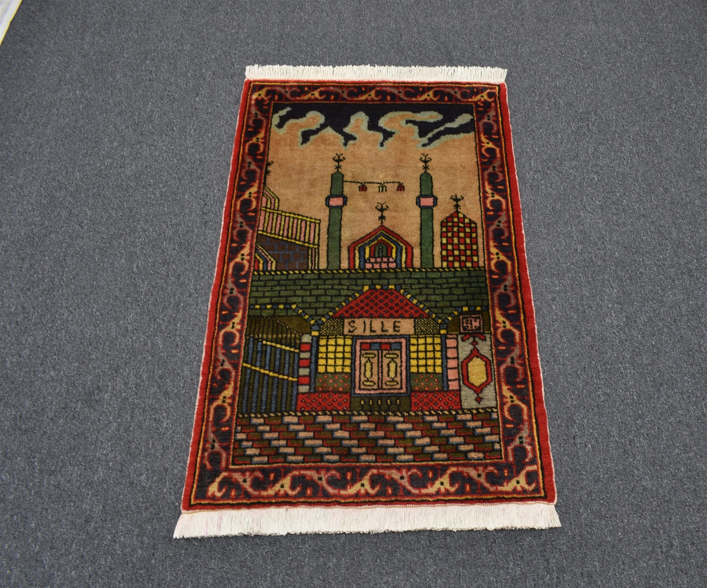 Yeni El Dokuması Seccade Mihraplı Konya Mevlana Sille Yün Halı 5522