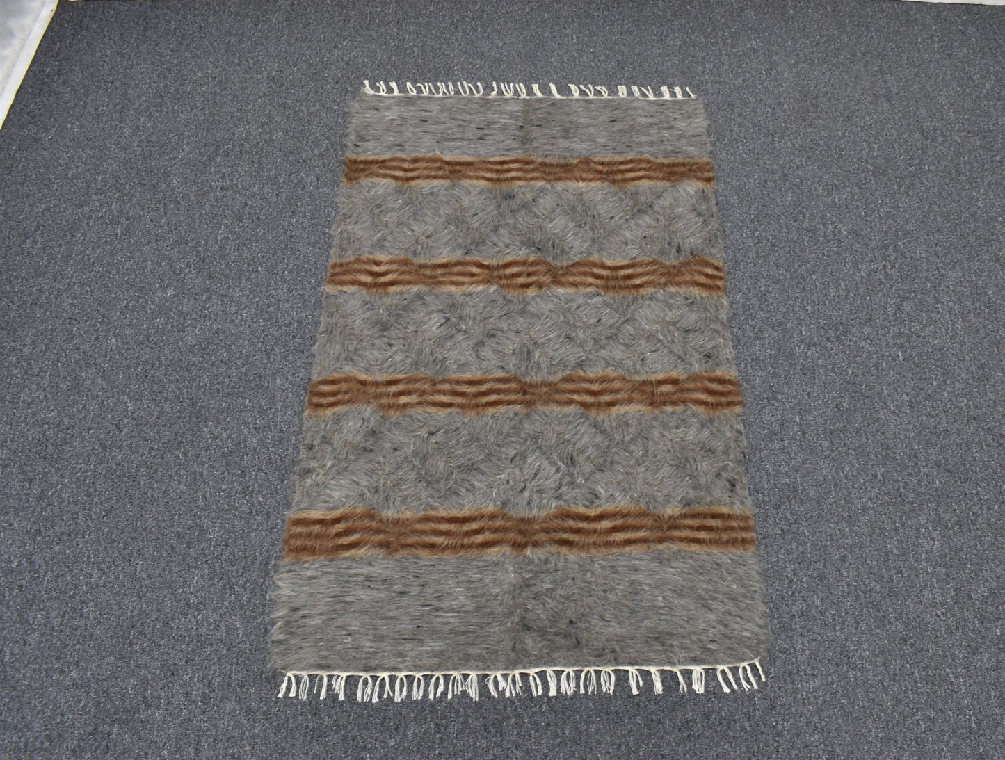 Yeni El Dokuma Nadir Otantik Tiftik Yün Siirt Battaniyesi Kilim 5523