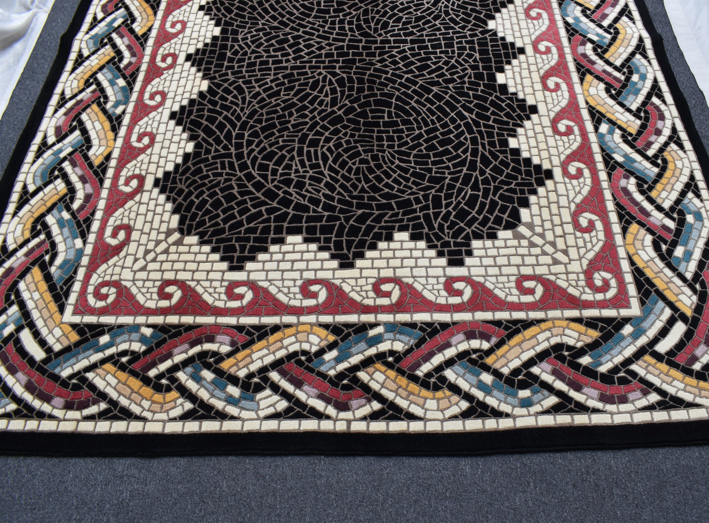 Yeni 7m2 El Dokuma Eşsiz Üç Boyutlu Oygulu Siyah Hakiki Çin Yün Salon Halısı 5526