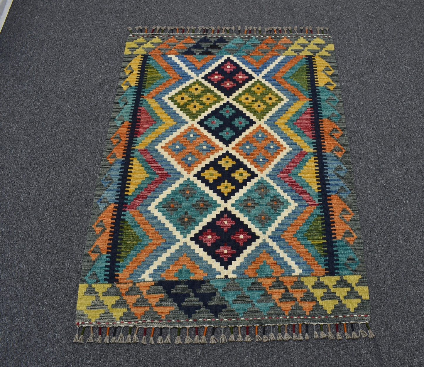 Yeni El Dokuma Nadir Rengarenk Cerit Yörükleri Meşhed İran Yün Kilim 5545
