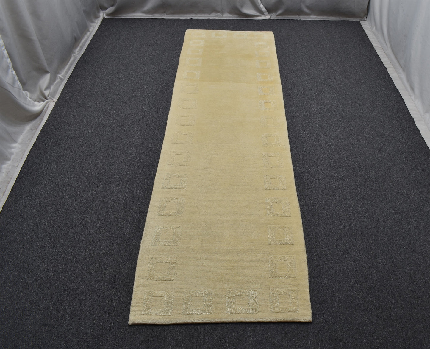 Yeni El Dokuma İpekli Oygulu Himalayalar Nepal Sade Yün Yolluk Halı 5556