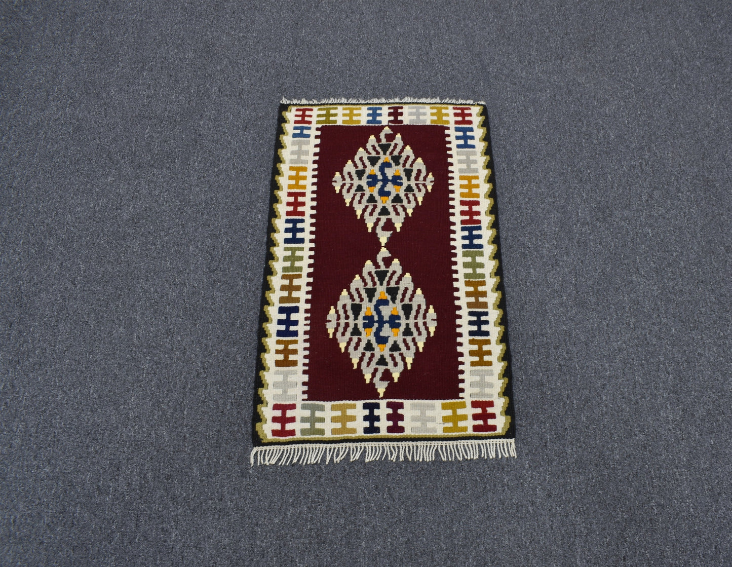 Yeni El Dokuma Enfes Benzersiz Hediyelik Yahyalı Yün Kilim 5560