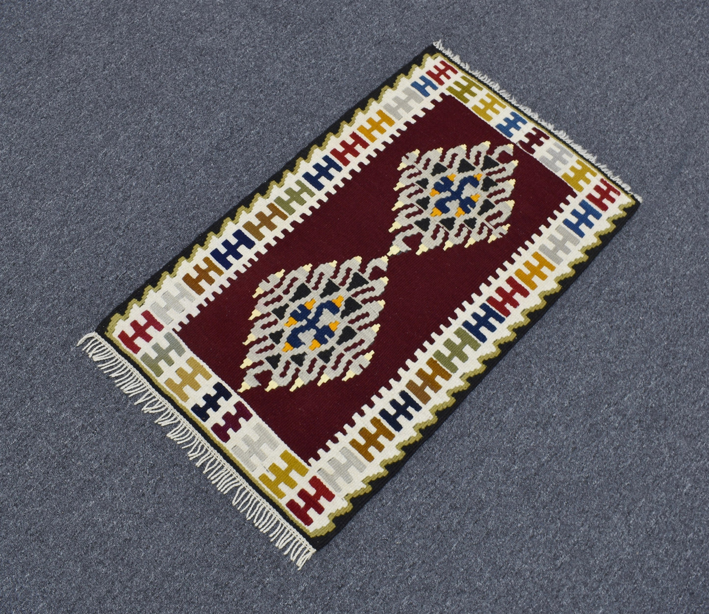 Yeni El Dokuma Enfes Benzersiz Hediyelik Yahyalı Yün Kilim 5560