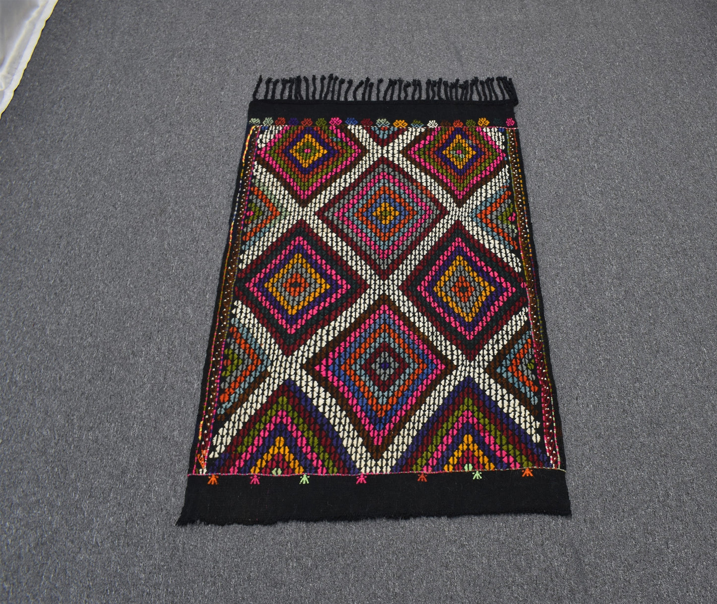 El Dokuması Geometrik Midye Model Karapınar Yörük Cecim Yün Kilim 5573