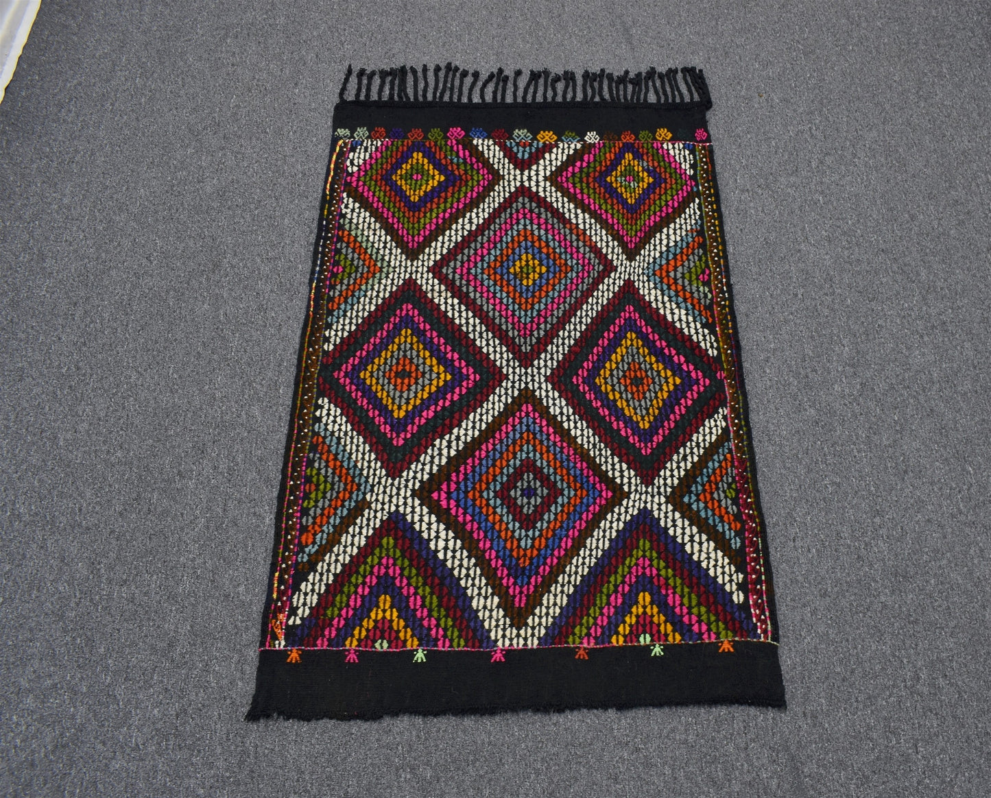 El Dokuması Geometrik Midye Model Karapınar Yörük Cecim Yün Kilim 5573