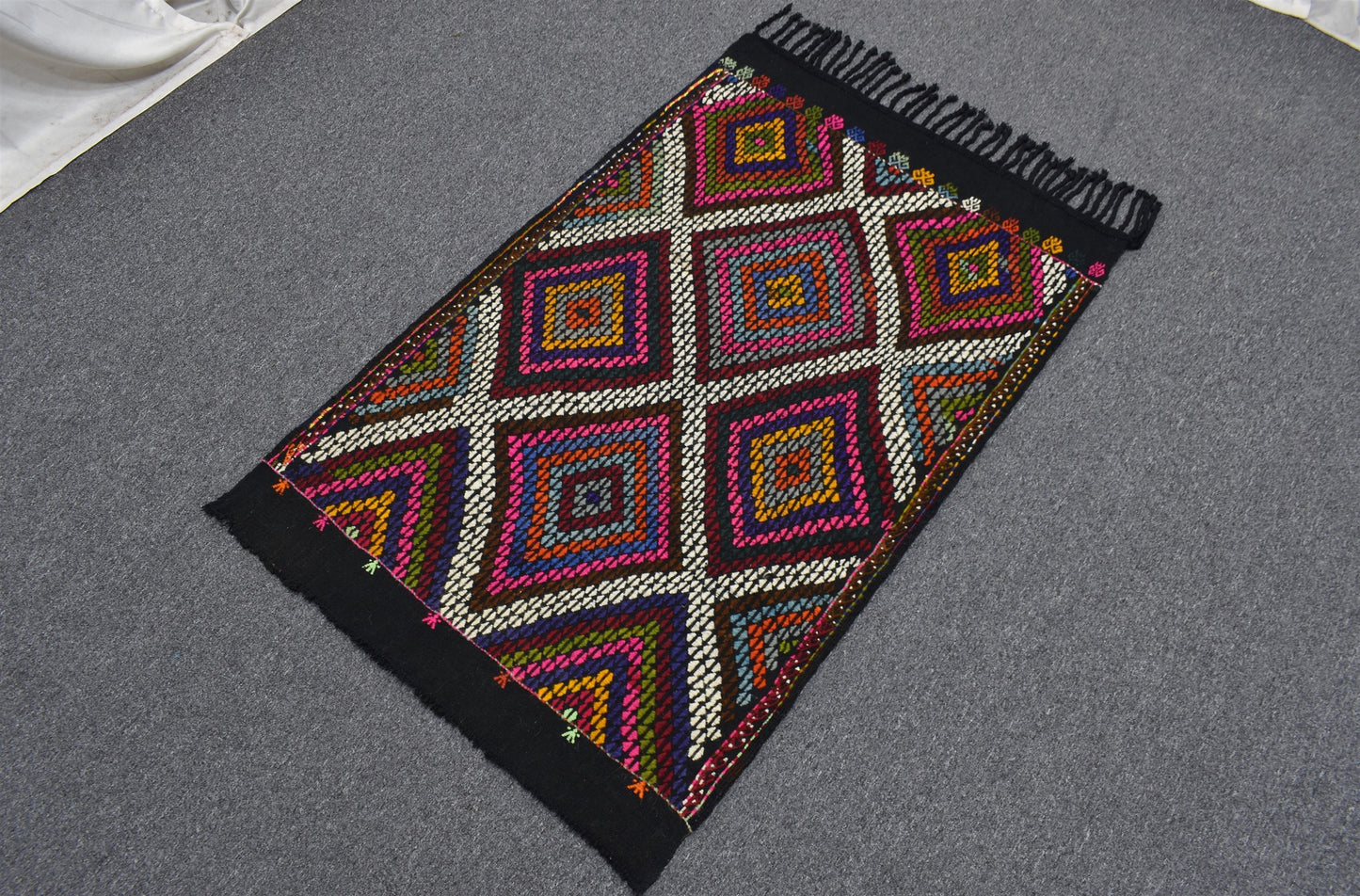 El Dokuması Geometrik Midye Model Karapınar Yörük Cecim Yün Kilim 5573