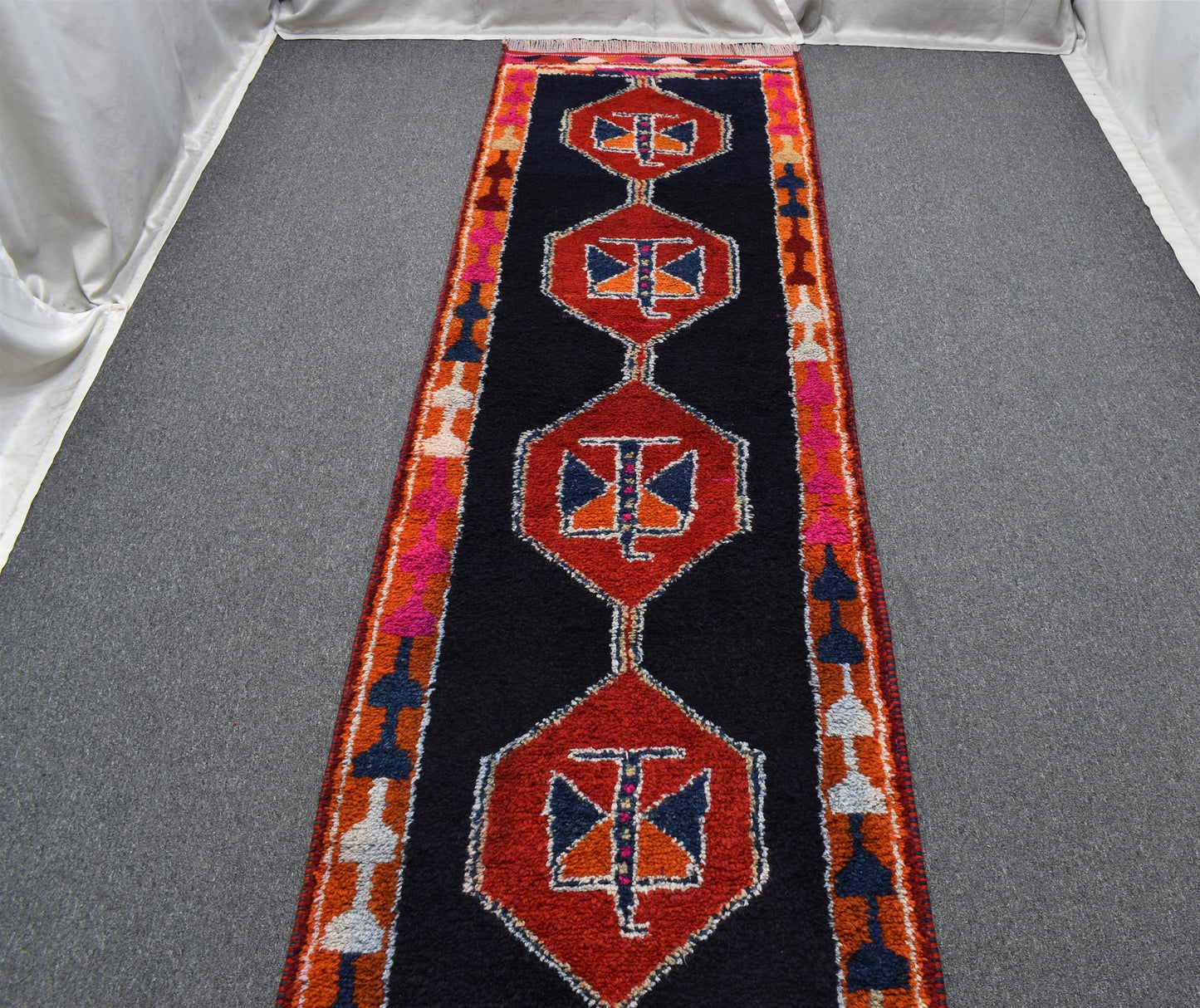 Yeni El Dokuma Nadir Otantik Koyu Lacivert Herki Yolluk Yün Halı 5591