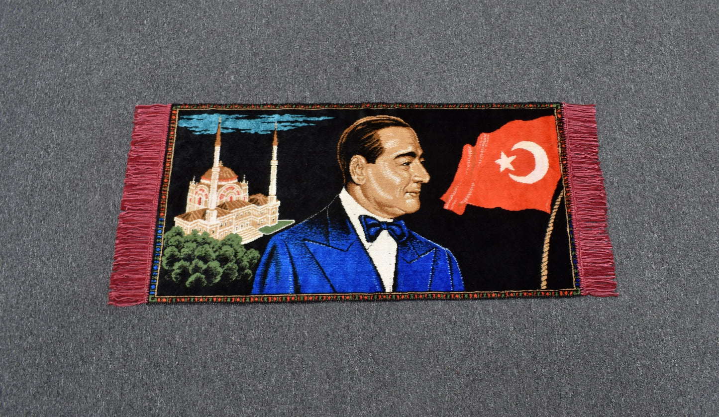Yeni Merhum Adnan Menderes Tasvirli Portre Duvar Halısı 5609
