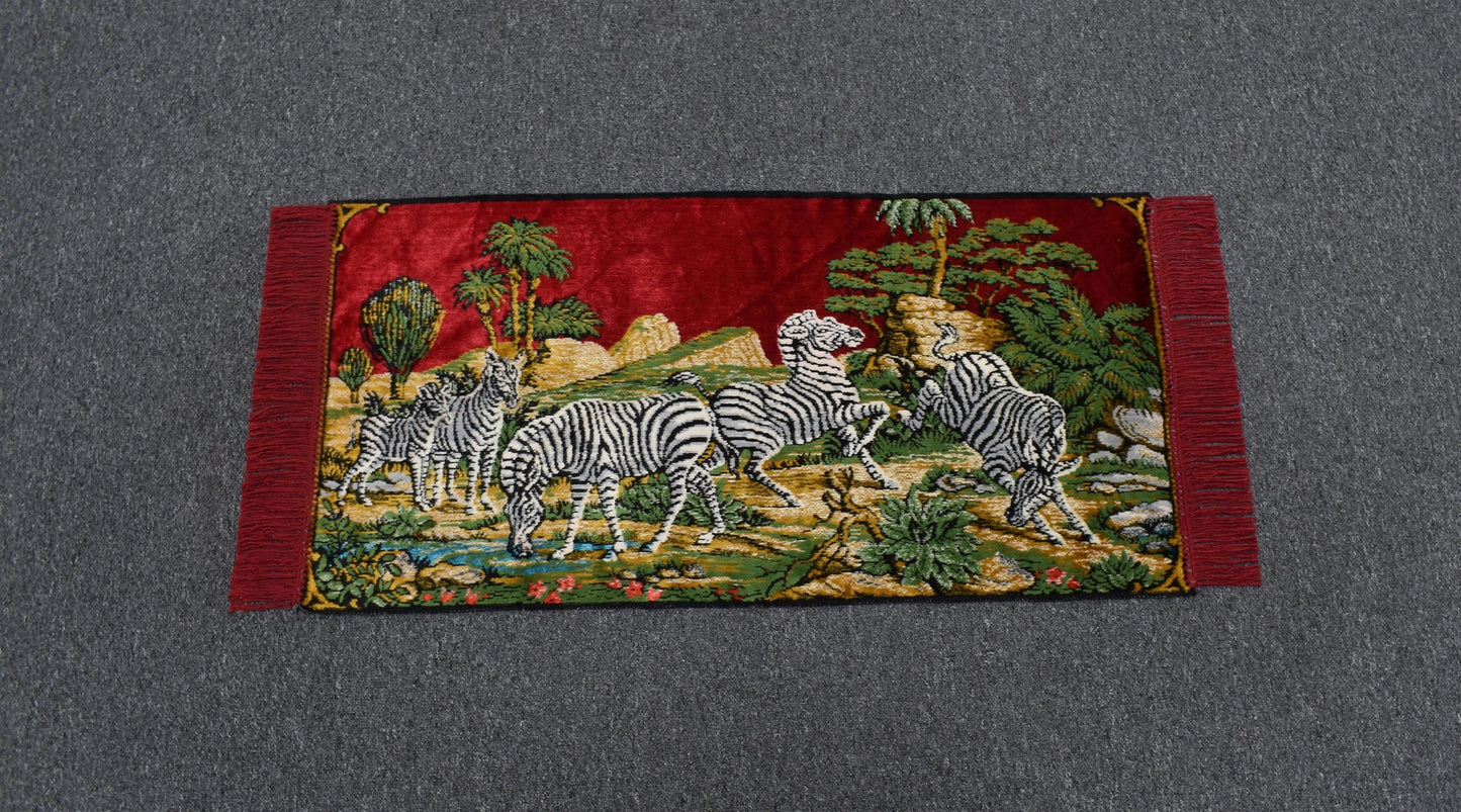 Yeni Benzersiz Doğa Tasvirli Zebra Temalı Duvar Halısı 5611