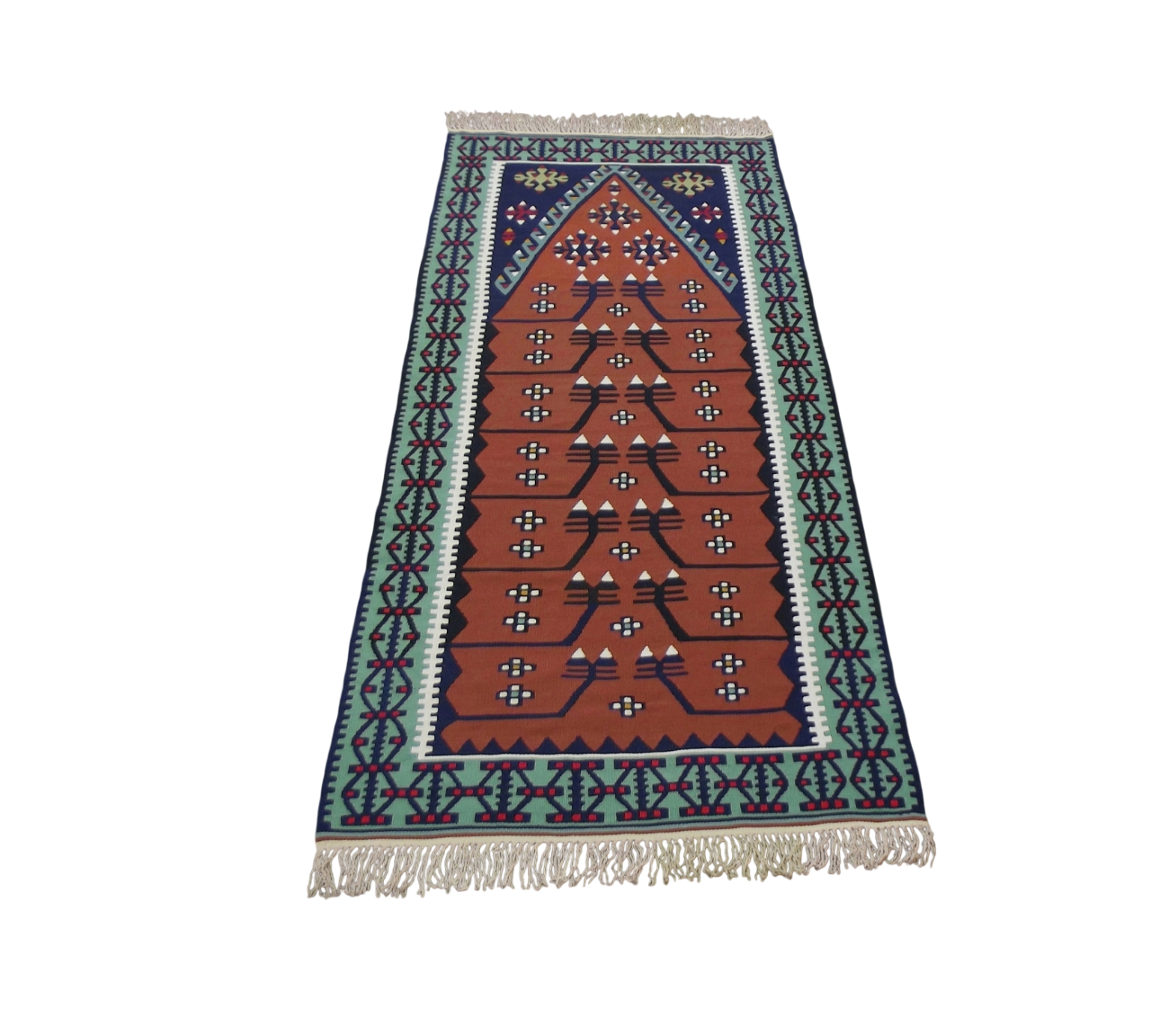 Yeni El Dokuma Otantik Mihraplı Kayseri Pınarbaşı Yün Kilim 5624