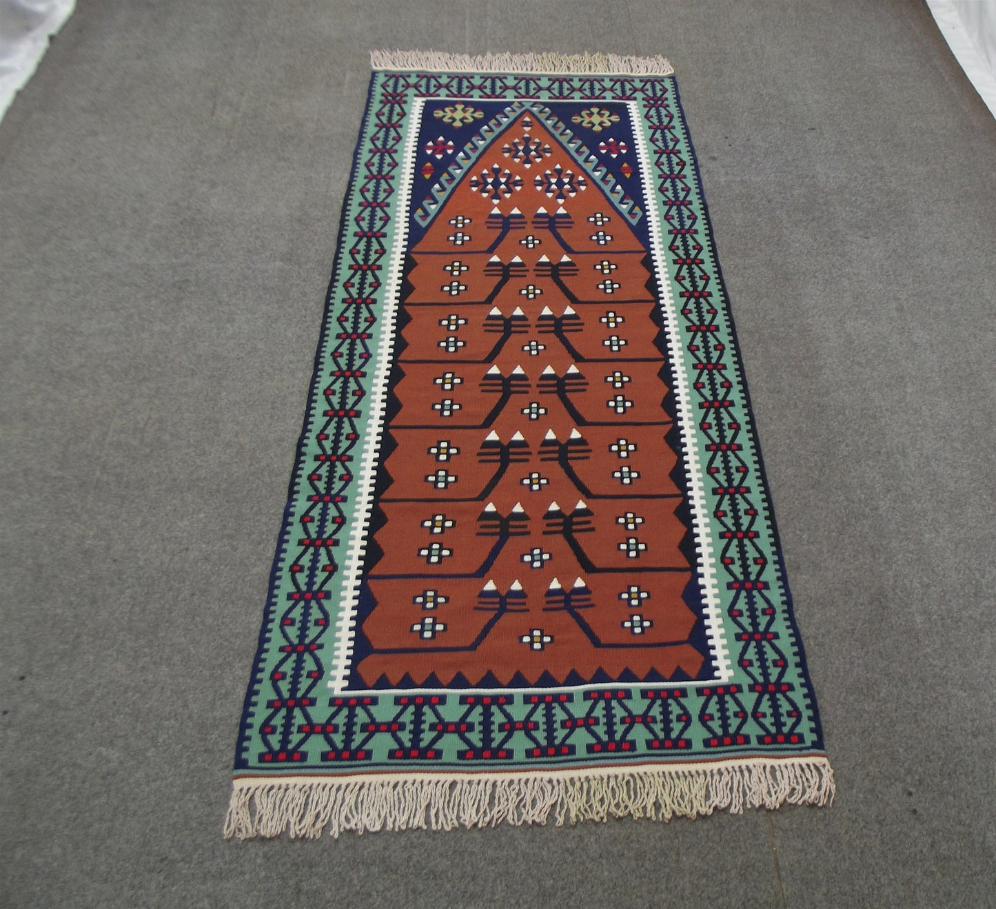 Yeni El Dokuma Otantik Mihraplı Kayseri Pınarbaşı Yün Kilim 5624