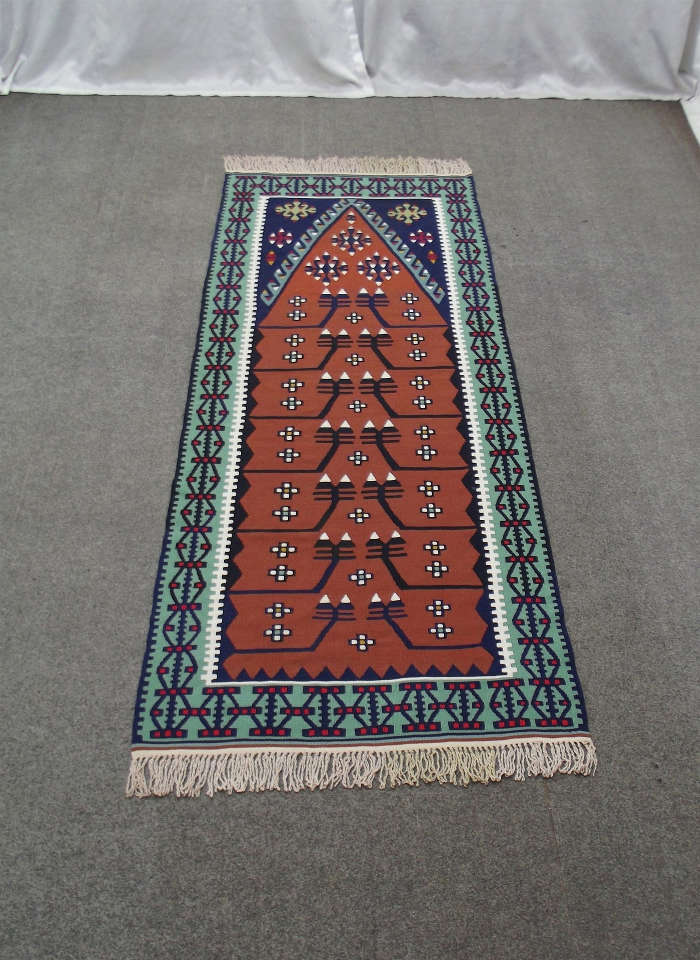Yeni El Dokuma Otantik Mihraplı Kayseri Pınarbaşı Yün Kilim 5624