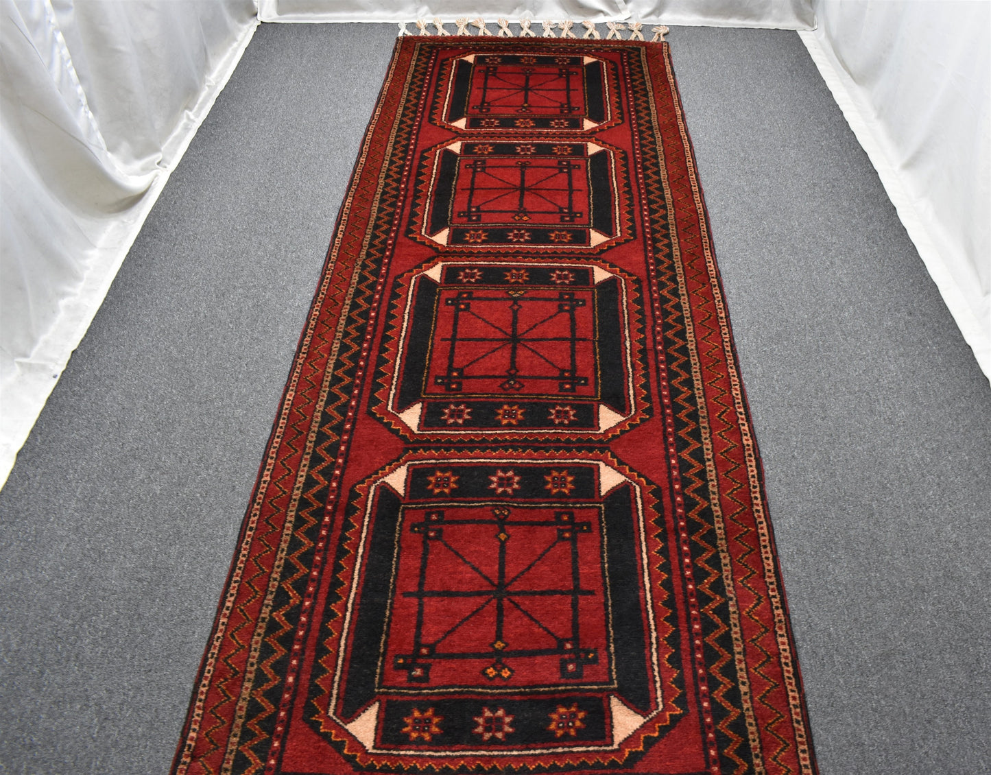 Yeni El Dokuma Benzersiz Sandıklı Kareli Malatya Yolluk Yün Halı 5654